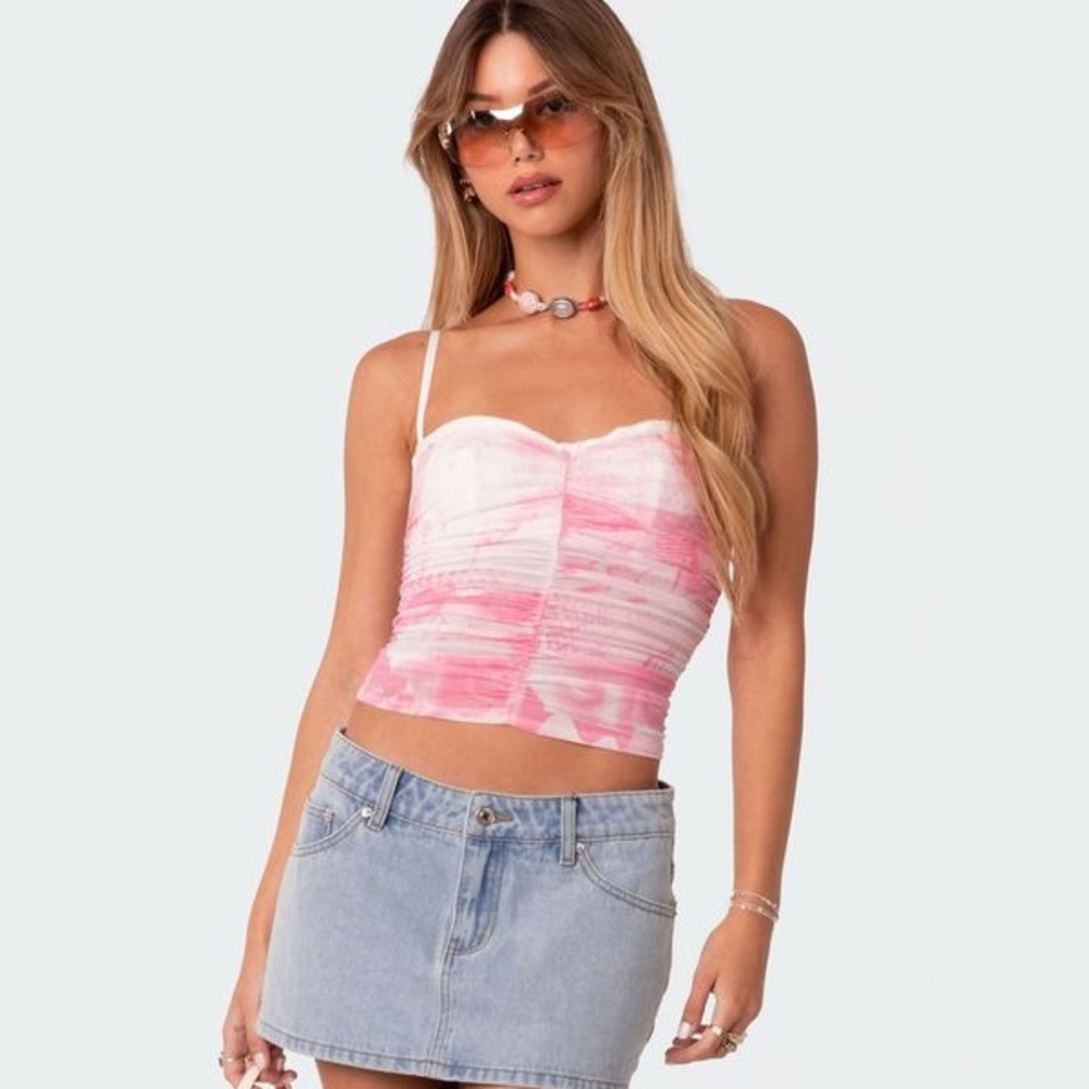 Edikted Evelyn Print Ruched Crop Camisole